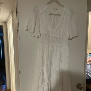 Smocked V-Neck MIDI dress